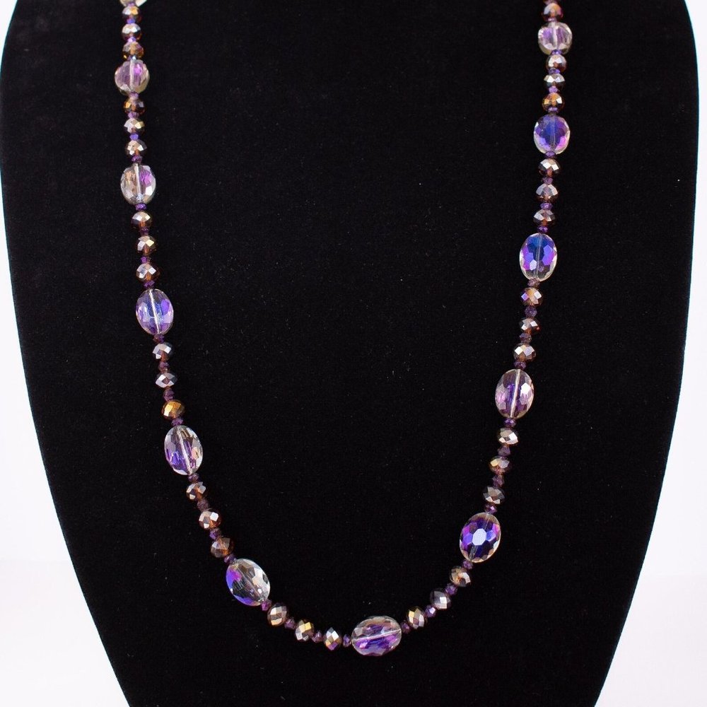 35 3/4" Magical Fairy Purple Faceted Crystal Glass Necklace